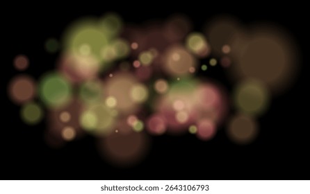 Particules floues avec des tons de couleur mélangés formant un champ flou doux. Abstrait cercles scintillants sur fond noir pour des effets oniriques.