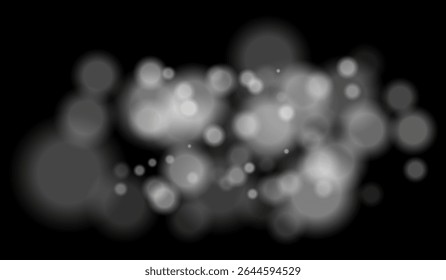 Blurred particles with mixed color tones forming soft bokeh field. Abstract glowing circles on black background for dreamy effects.