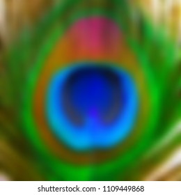 Blurred peackock feather vector illustration. Abstract blur unfocused background.