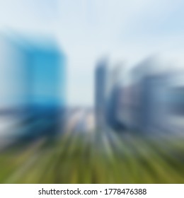 Blurred photo of buildings seen from the side