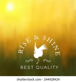 Blurred photo with stork logo. Vector.