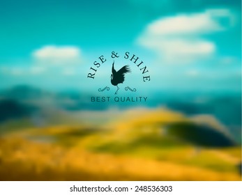 Blurred photo with stork logo. Vector eps10