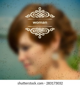 Blurred photographic vector background with a beautiful woman in vintage style