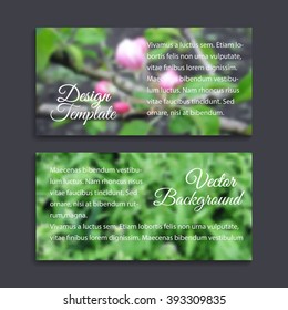 Blurred photos vector backgrounds with spring tree blossom and fresh grass 