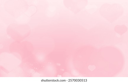 Blurred Pink Valentine day podium with Happy Valentine Day love holiday greeting with pink glossy hearts hanging or background design.