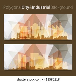Blurred Polygonal Header Slider Webdesign Kit with City Skyline