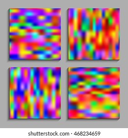 Blurred rainbow backgrounds. Abstract vector textures with holographic effect. Layout book cover, flyers, brochures, posters.  Business print template. Set patterns for creative design. 