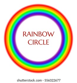 Blurred rainbow circle on white background.