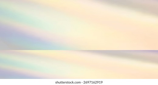 Blurred rainbow light refraction texture overlay effect for photo and mockups. Organic drop diagonal holographic flare on a white wall. Shadows for natural light effects
