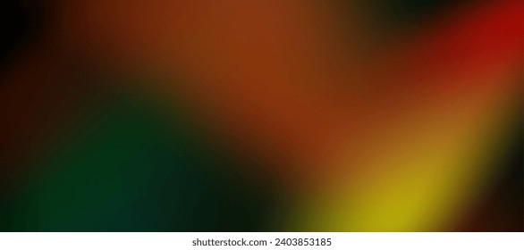 Refracción de arcoiris borrosa. Efecto de textura de película fotográfica dañado. Gradiente irlandés sobre fondo negro. Ilustración abstracta vectorial.  