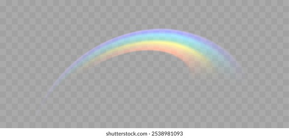Efeito de sobreposição de refração do arco-íris borrado. Efeito de prisma de lente de luz sobre fundo transparente. Reflexão holográfica, cobertura de sombra de vazamento de clarão de cristal. Ilustração abstrata de vetor.  