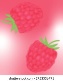 Blurred raspberry on grainy gradient background. summer vector illustration