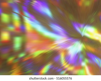 Blurred rays. Defocused iridescent hologram background. Spotted surface. Abstract colorful composition, vector EPS10. Not trace image, include mesh gradient only