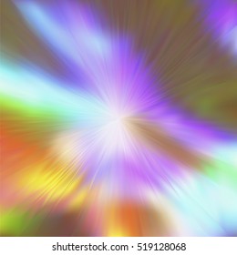 Blurred rays. Defocused iridescent hologram background. Spotted surface. Abstract colorful composition, vector EPS10. Not trace image, include mesh gradient only