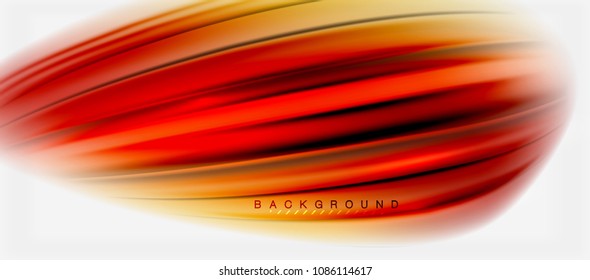 Fondo de color rojo y naranja, líneas de ondas abstractas, mezcla de colores con efectos de luz sobre el fondo de la luz. Ilustración artística vectorial para presentación, fondo de pantalla de aplicación, banner o