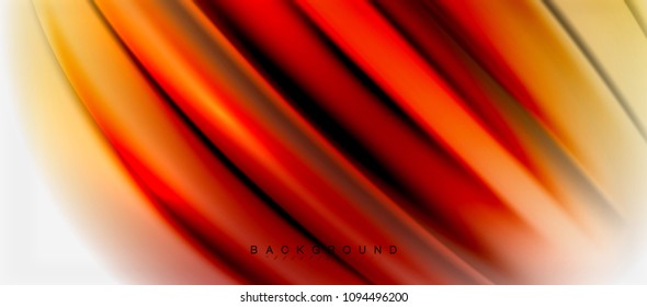 Fondo de color rojo y naranja, líneas de ondas abstractas, mezcla de colores con efectos de luz sobre el fondo de la luz. Ilustración artística vectorial para presentación, fondo de pantalla de aplicación, banner o