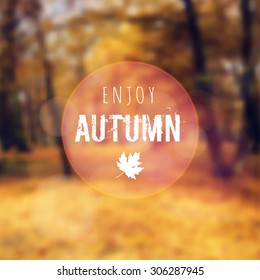 Blurred Retro Card With Autumn, Fall Forest, Vector Background