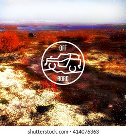 blurred road background and stylized vehicle sign