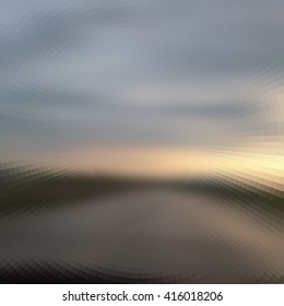 Blurred  road and gray motion blurred sky with clouds. Blur Vector illustration