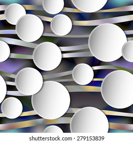 Blurred seamless wavy pattern with roses.  3D vector abstract background. 