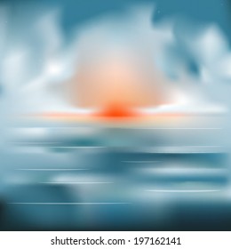 Blurred seascape sunset background vector illustration