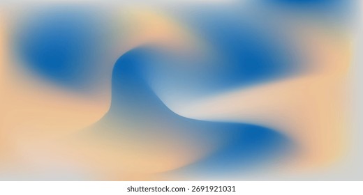 Fundo de gradiente borrado à beira-mar em tons de azul e bege. Paisagem oceânica abstrata com luz solar e ondas. Textura vetorial de verão calma para design e decoração.