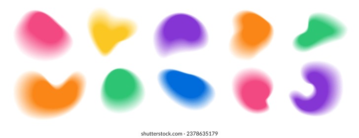 Blurred shape collection. Vibrant soft blurry color gradients