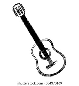 blurred silhouette acoustic musical guitar instrument vector illustration