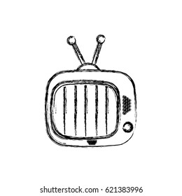 blurred silhouette of antique tv device icon vector illustration