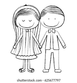 blurred silhouette caricature couple in suit formal with taken hands vector illustration