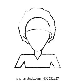 blurred silhouette caricature faceless half body woman with afro hair