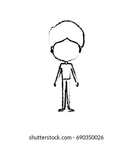 blurred silhouette of caricature faceless thin young man in clothes with modern haircut vector illustration