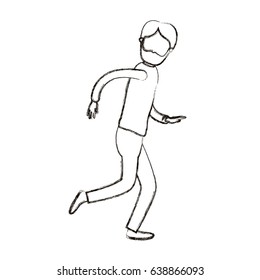 blurred silhouette cartoon full body faceless man bearded running vector illustration