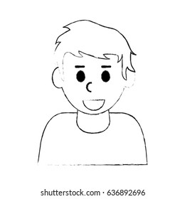 blurred silhouette cartoon half body man with t-shirt
