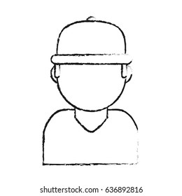 blurred silhouette cartoon half body faceless man with hat