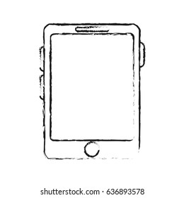 blurred silhouette cartoon tablet technology device