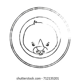 blurred silhouette circular frame decorative and face seal cute animal vector illustration