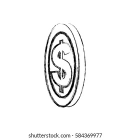 blurred silhouette coin in side view vector illustration
