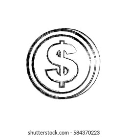 blurred silhouette coin in vertical position vector illustration