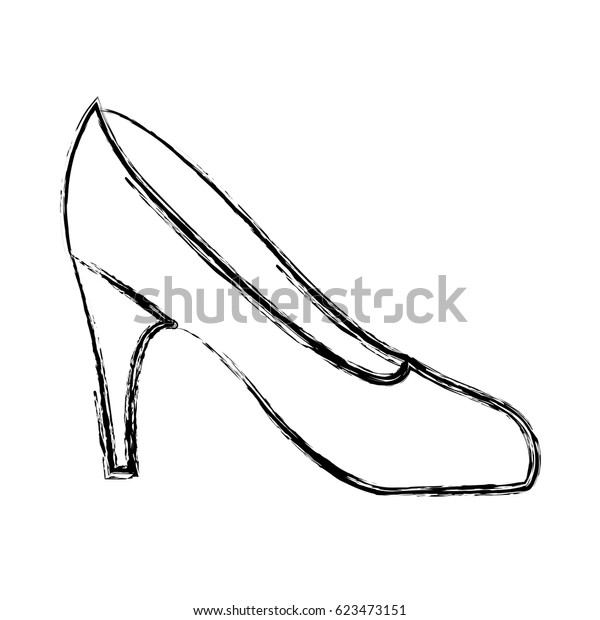 Blurred Silhouette Drawing High Heel Shoe Stock Vector Royalty Free 623473151