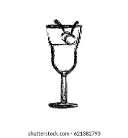 blurred silhouette drink cocktail glass with cherries vector illustration