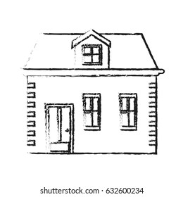 blurred silhouette facade house with two floors