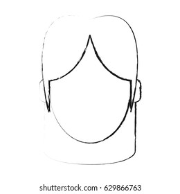 blurred silhouette faceless front view woman with straight short hair