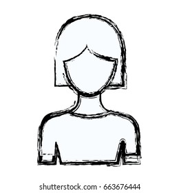 blurred silhouette faceless half body woman with short hair vector illustration
