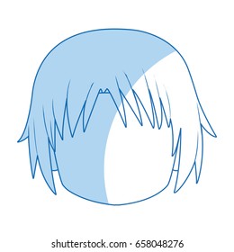 blurred silhouette of faceless head of little kid anime with haircut style vector illustration
