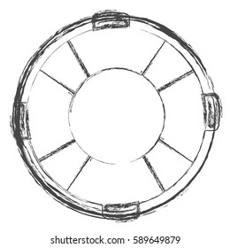 blurred silhouette flotation hoop with rope vector illustration