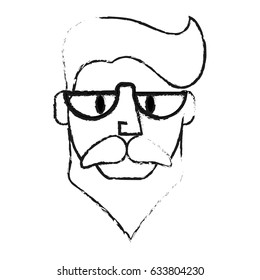 blurred silhouette front face caricature old man bearded