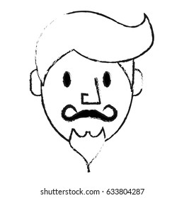 blurred silhouette front face caricature old man with moustache