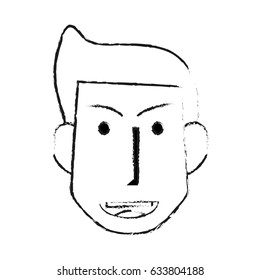 blurred silhouette front view face man with hairstyle and smile