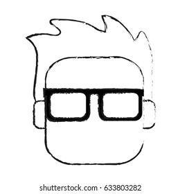 blurred silhouette front view faceless man with glasses and hairstyle